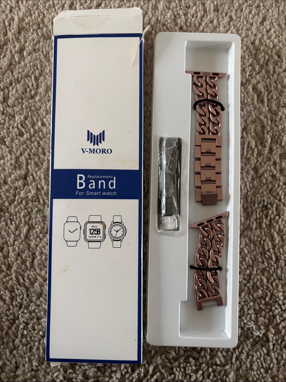 V-Moro Rose Gold Metal Watch Band for Apple Smartwatch - 38mm - 2 Chain